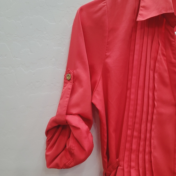 Speed Control Coral Orange Button Down Dress Women's Size Small - Picture 3 of 9